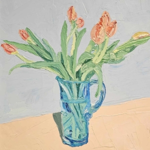 Erika Petersen, Tulips, Blue Jug