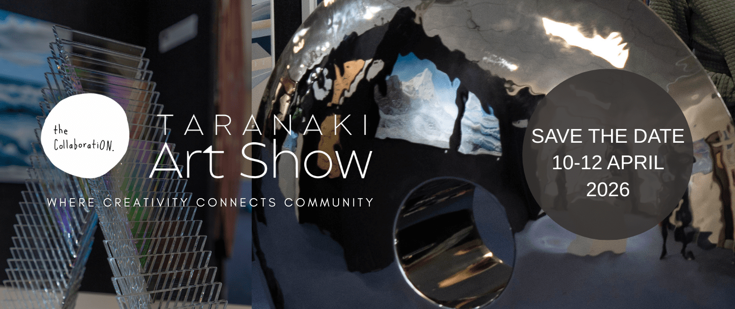 Visitors browsing contemporary Aotearoa art at the boutique Taranaki Art Show 2026 in New Plymouth