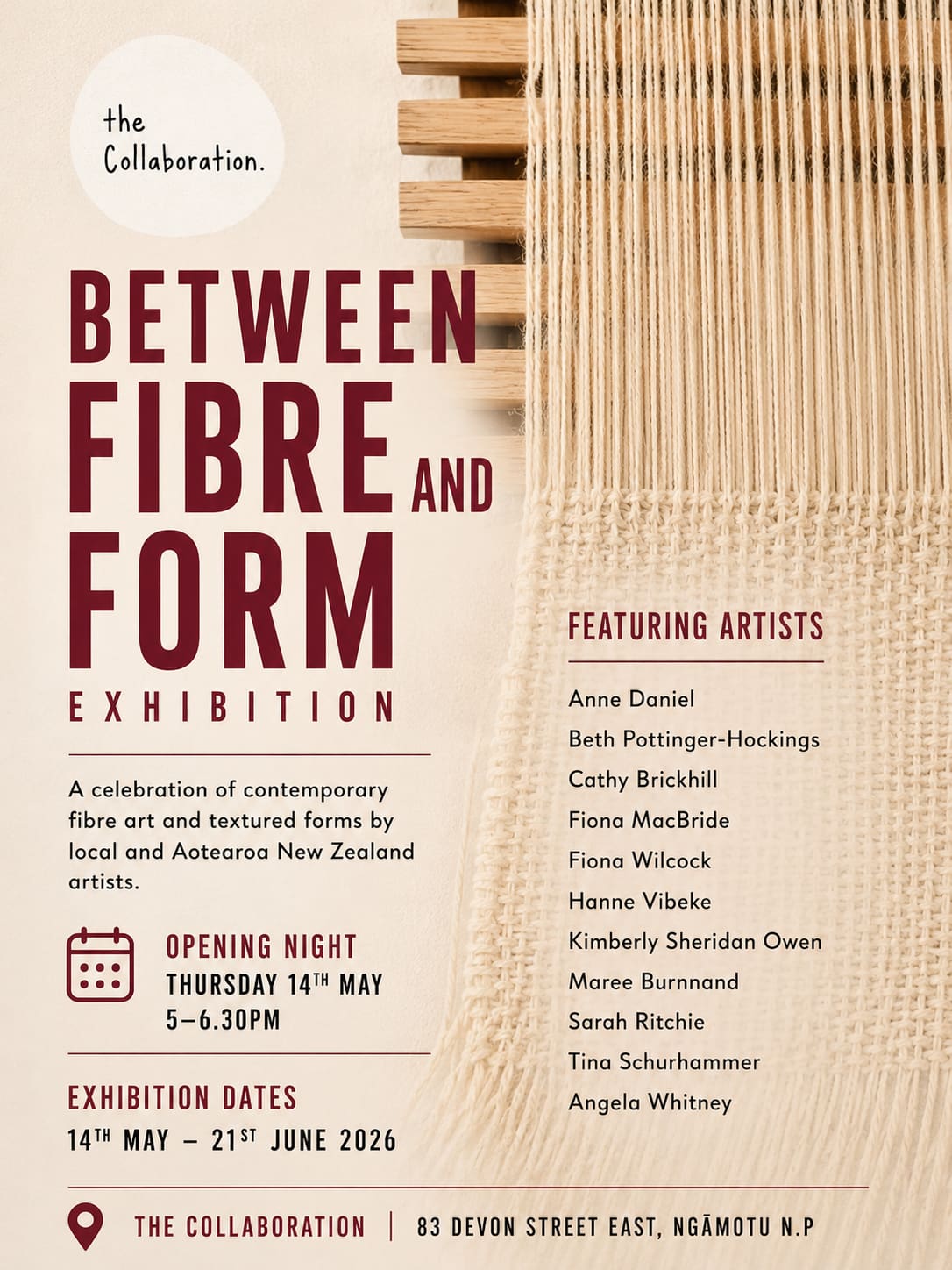 exhibition invitation tile between fibre and form